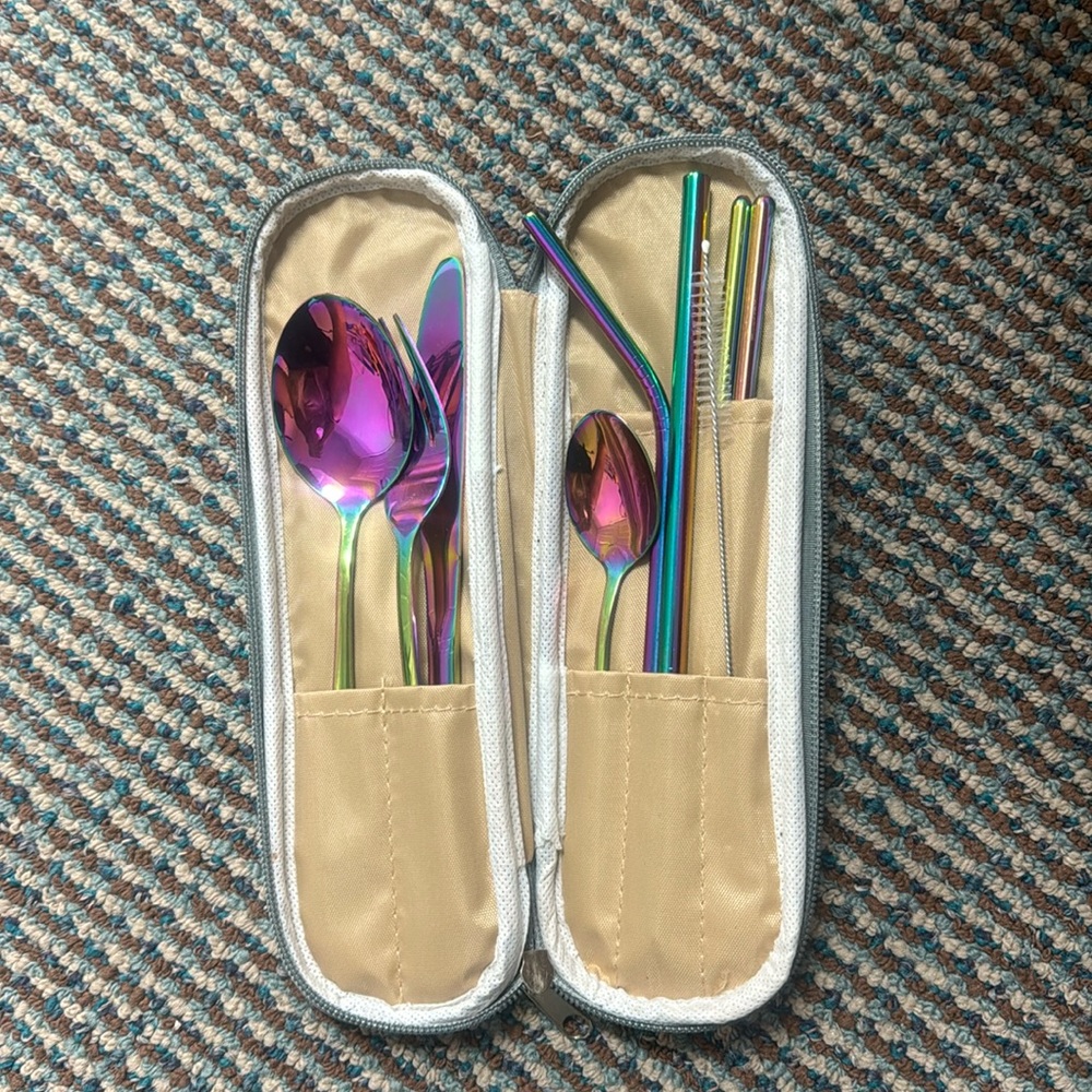 Travel utensils with case | 9-Piece Reusable Utensils, Portable Stainless Steel